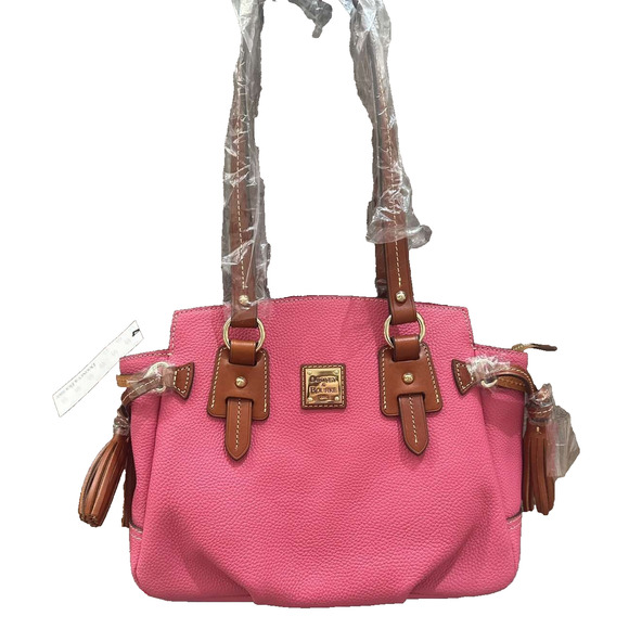 Dooney & Bourke Women Pebble Leather Small Winged Shopper Hot Pink Bag A613848